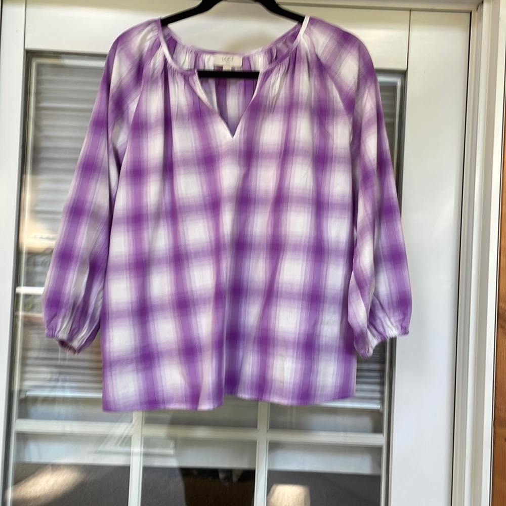 Loft Outlet Purple Pheasant  Top. Size PL NWOT